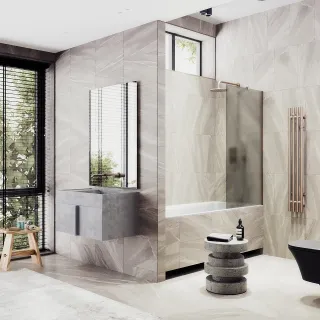 Шторка на ванну MaybahGlass MGV-76-2ш 80см бронза